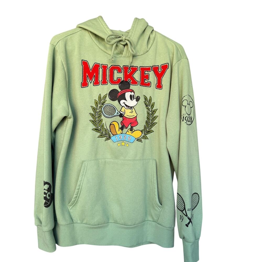 Disney Mickey Mouse Hoodie Mens Medium Sage Green Tennis‎ Graphic 1928 Pullover